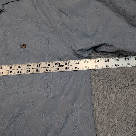 Monteray Club Shirt Mens L Blue Silk Blend Button Pocket Floral Hawaiian Vacay - Picture 3 of 8